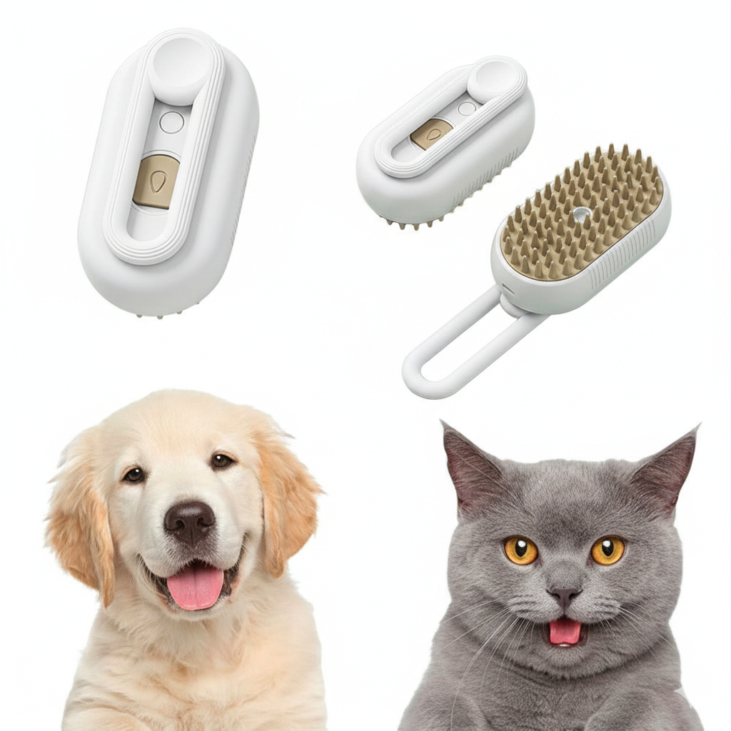 PETZU SteamCare™ | Cepillo de Vapor Anticaída para Mascotas