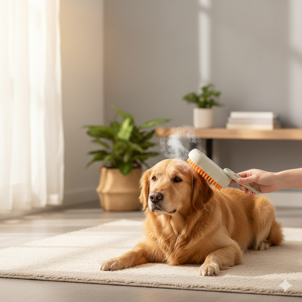 PETZU SteamCare™ | Cepillo de Vapor Anticaída para Mascotas