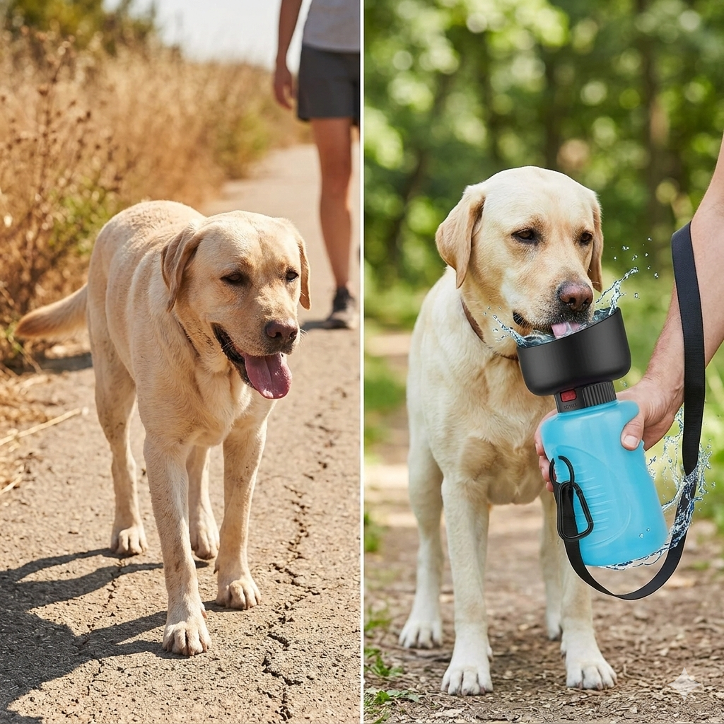 Botella de Agua Plegable para Perros y Gatos – Bebedero Portátil Antigoteo